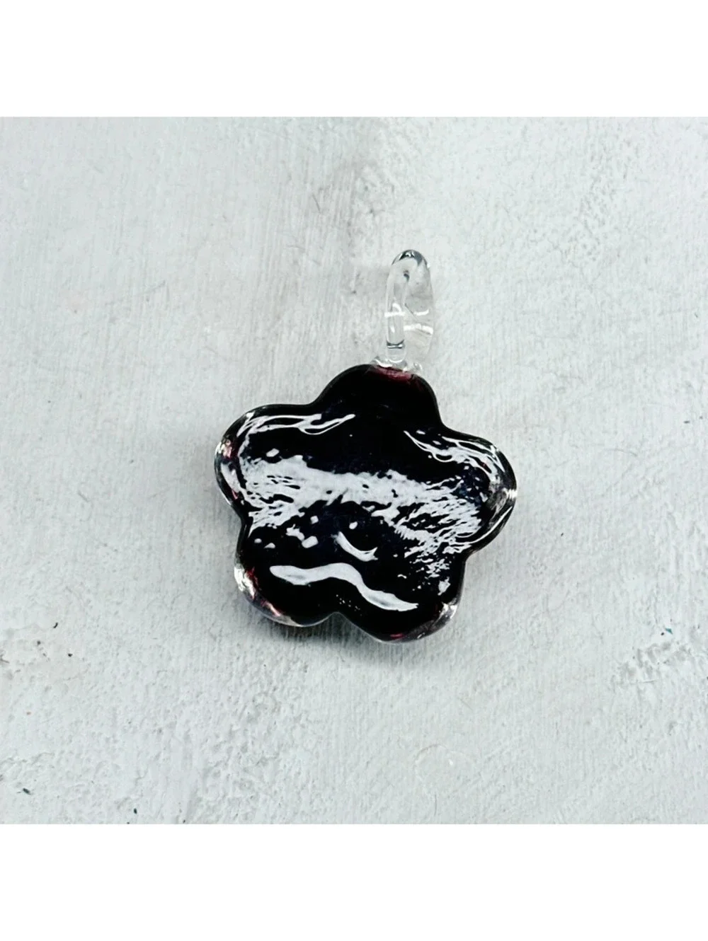 349u. Blue Flower Art Glass Pendant